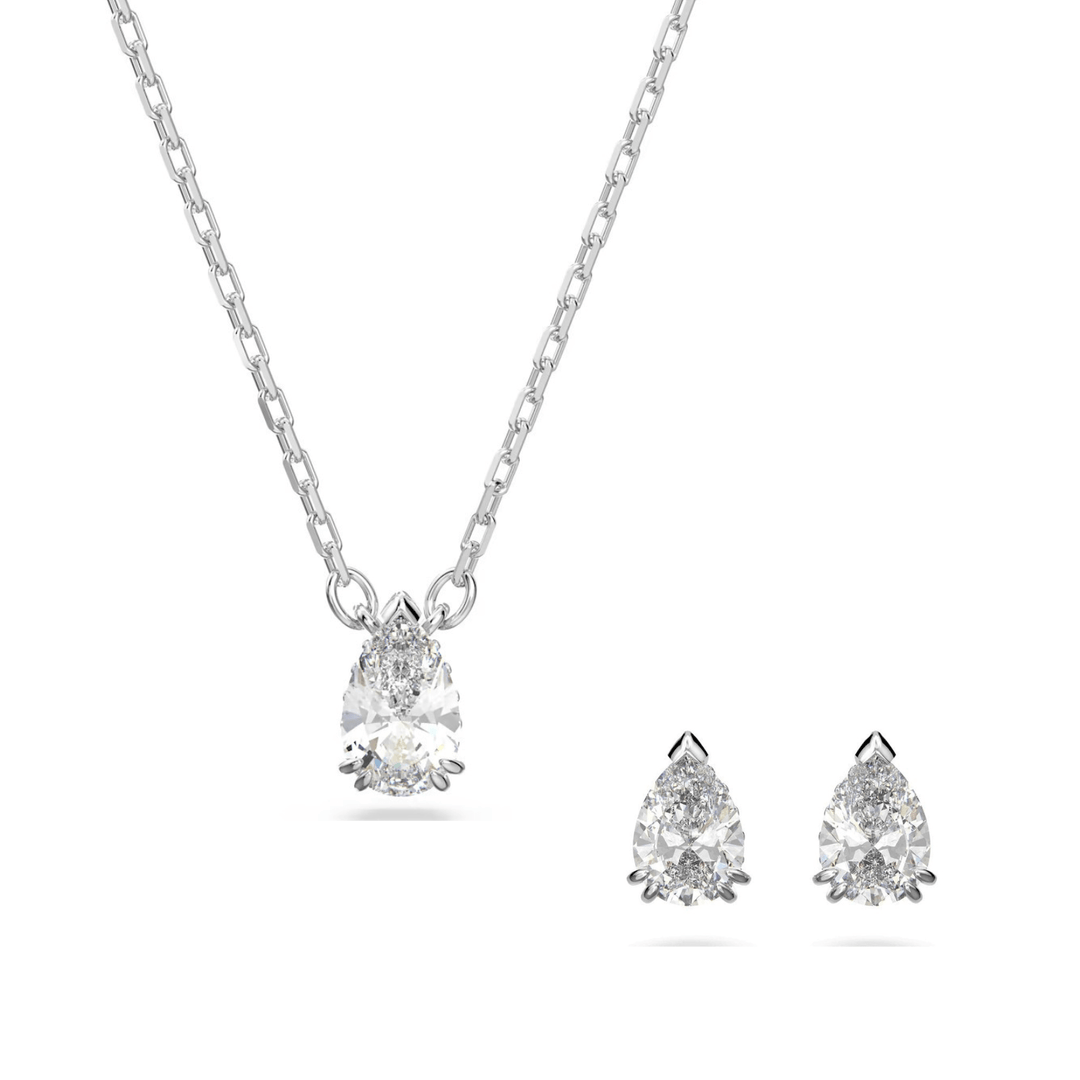 Swarovski Silver Millenia Pear Cut Necklace and Earring Set - MococoSwarovski