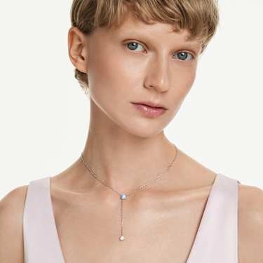 Swarovski Silver Stilla Attract Y Round Cut Blue Necklace - MococoSwarovski57342499009657342496Necklaces