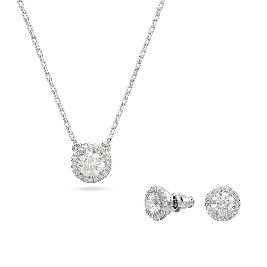 Swarovski Silver Una Pave Round Cut Necklace & Earrings Set - MococoSwarovskiJewellery Sets