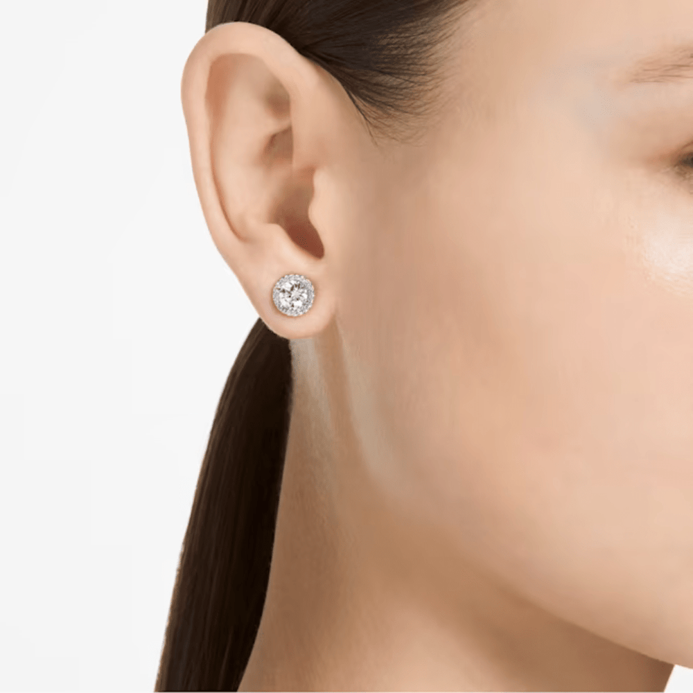 Swarovski Silver Una Round Cut Pave Stud Earrings - MococoSwarovski56362699009656362693Earrings
