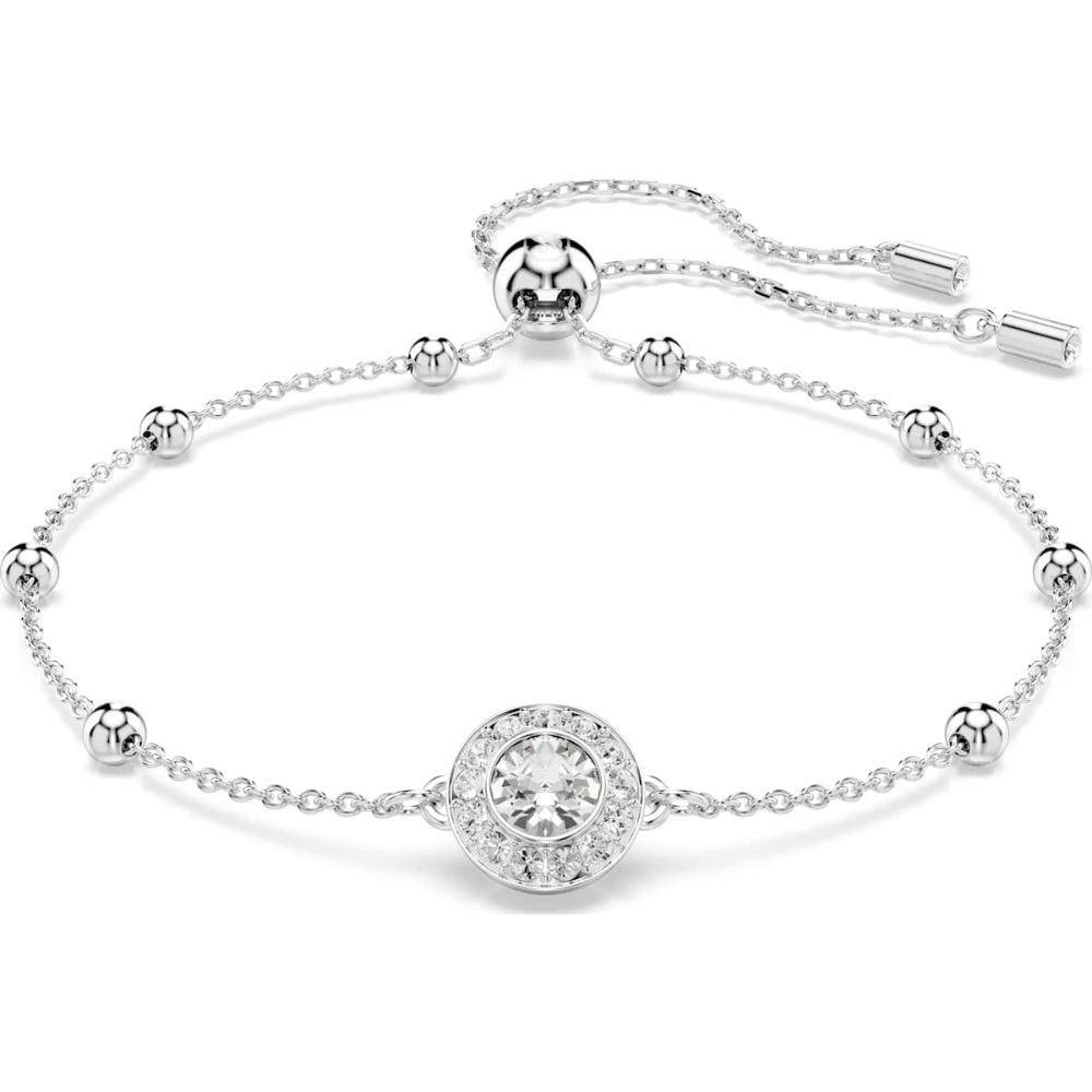 Swarovski Una Rhodium-Plated White Round-Cut Angelic Bracelet 