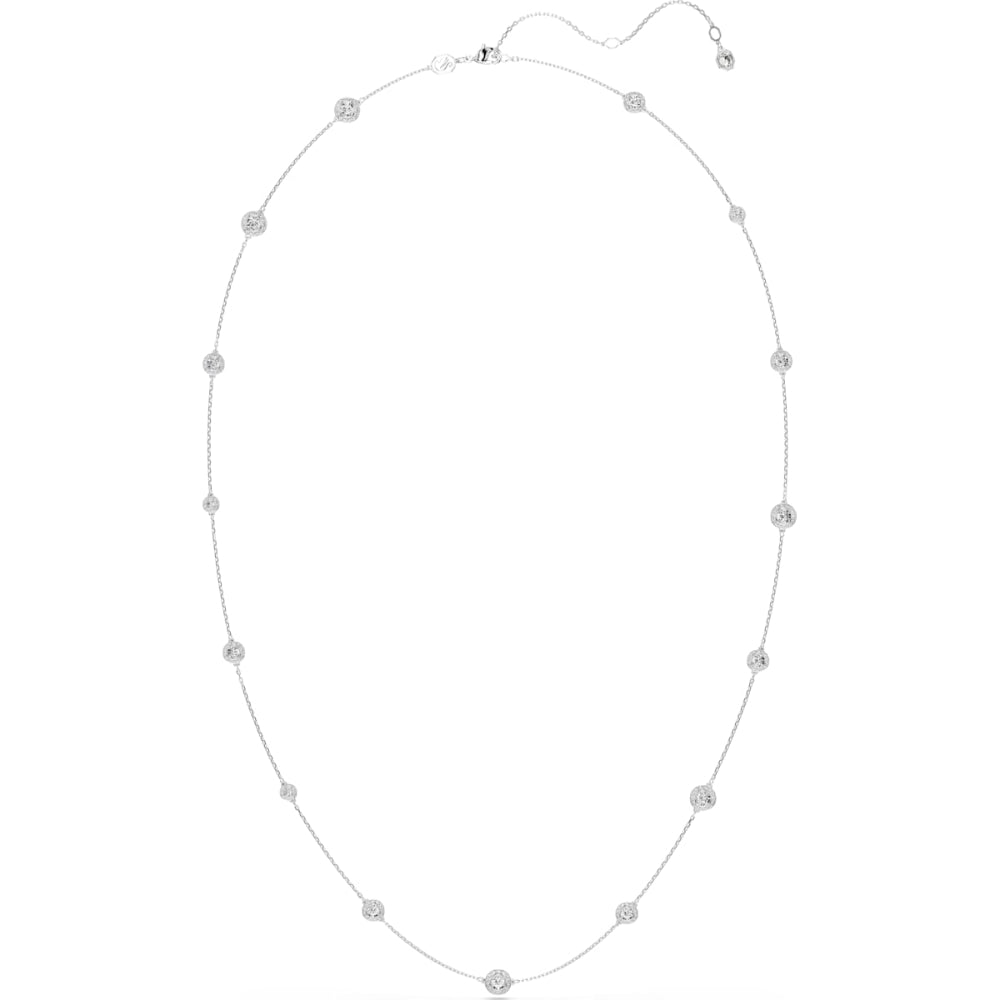 Swarovski Una Rhodium-Plated White Round-Cut Angelic Strandage Necklace 2