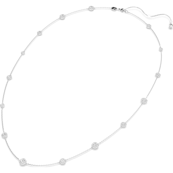 Swarovski Una Rhodium-Plated White Round-Cut Angelic Strandage Necklace 3