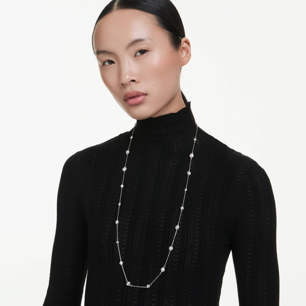 Swarovski Una Rhodium - Plated White Round - Cut Angelic Strandage Necklace - MococoSwarovski57331979009657331971Necklace