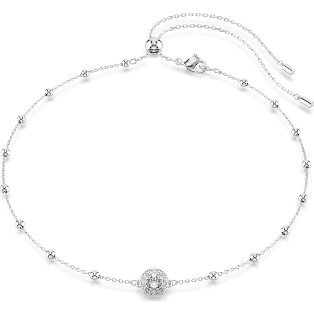 Swarovski Una Rhodium-Plated White Round-Cut Double-Sided Angelic Pendant 