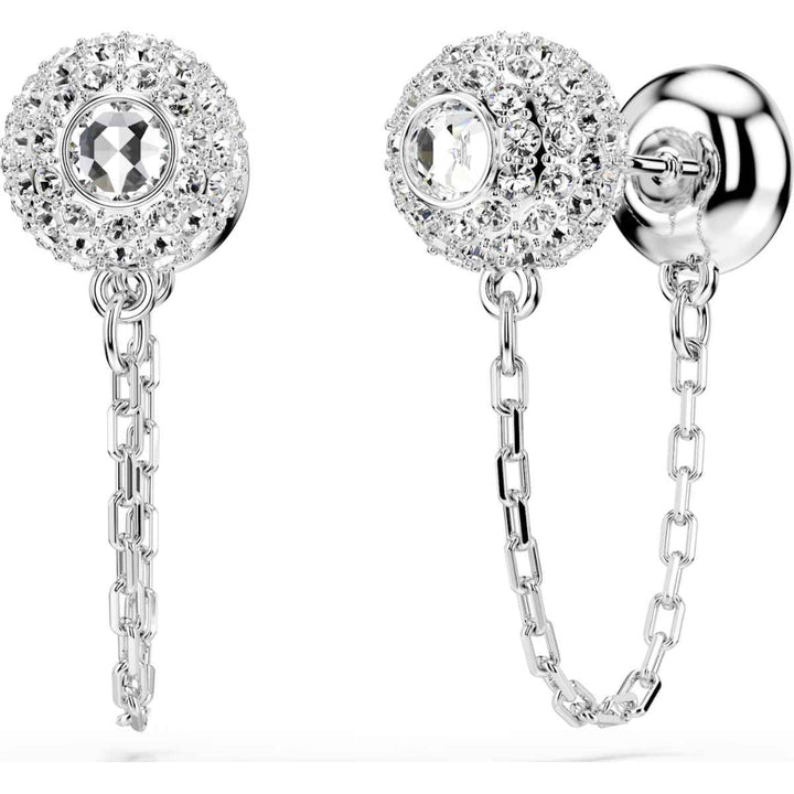 Swarovski Una Rhodium-Plated White Round-Cut Drop Earrings 6
