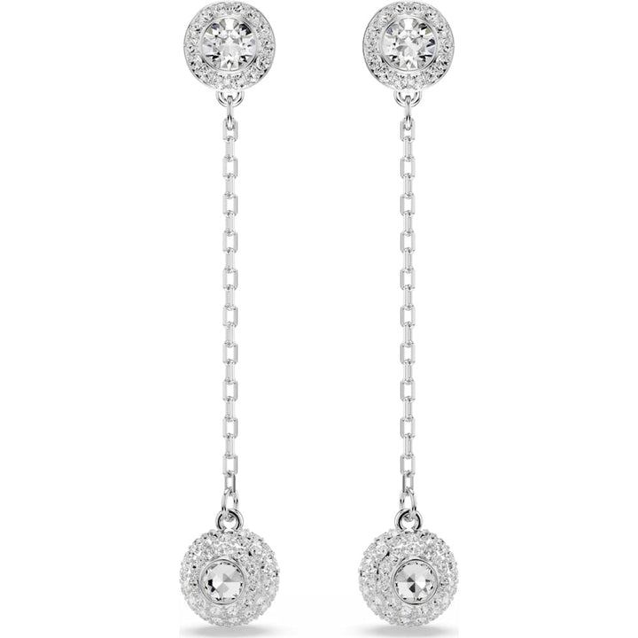 Swarovski Una Rhodium-Plated White Round-Cut Drop Earrings 