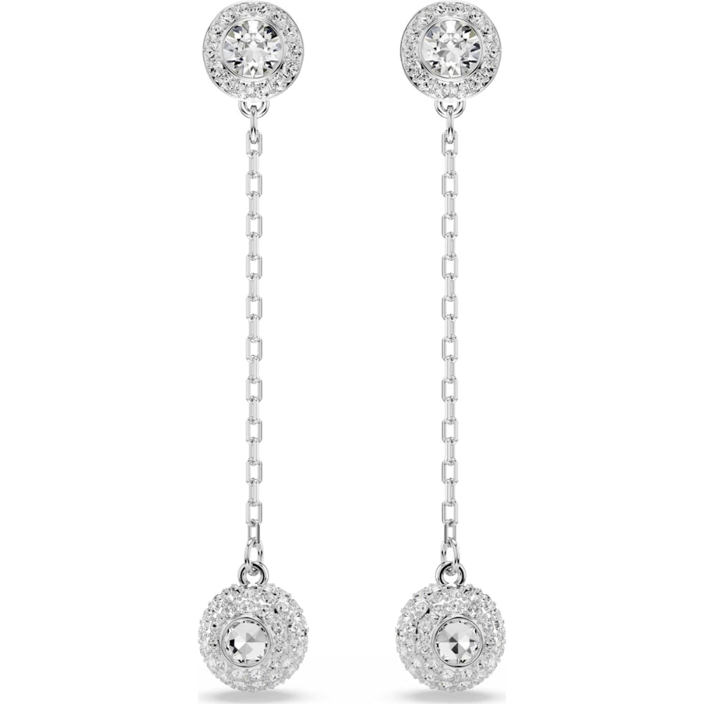 Swarovski Una Rhodium-Plated White Round-Cut Drop Earrings - MococoSwarovski57322739009657322733Earrings