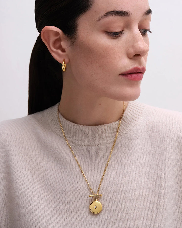 Astley Clarke Gold Vermeil Celestial Tiny Star White Sapphire Hoop Earrings