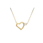 9ct Yellow Gold Heart Pendant Necklace with CZ Accent 42-45cm