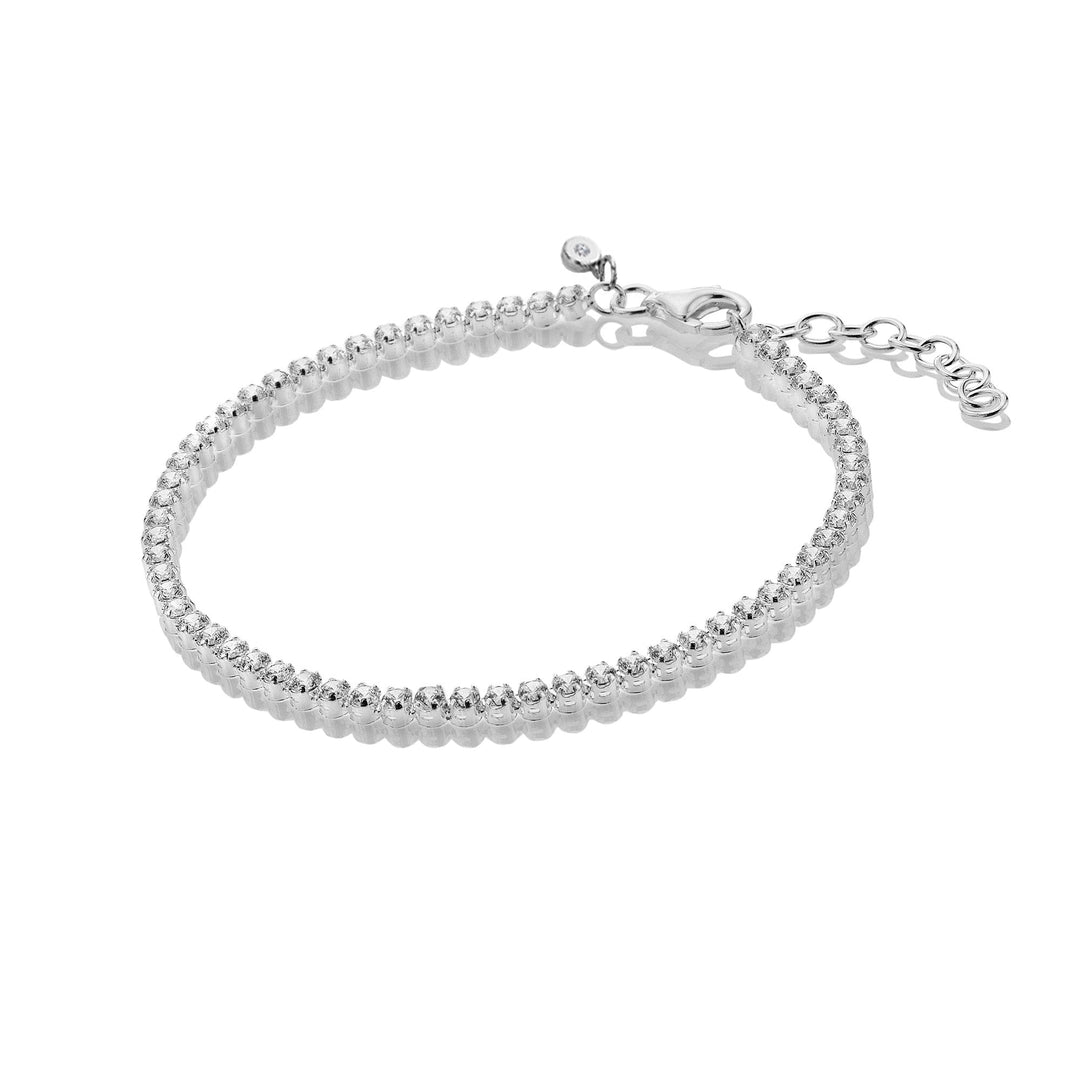 Elegant Sterling Silver Tennis Bracelet with Dazzling Cubic Zirconia & Real Diamond