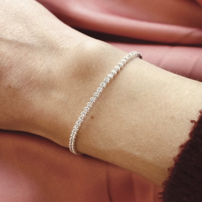 Elegant Sterling Silver Tennis Bracelet with Dazzling Cubic Zirconia & Real Diamond