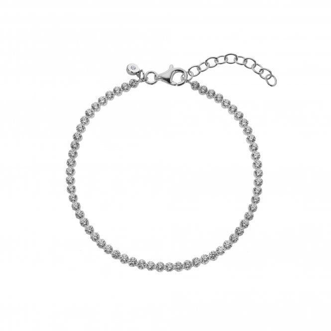 Elegant Sterling Silver Tennis Bracelet with Dazzling Cubic Zirconia & Real Diamond