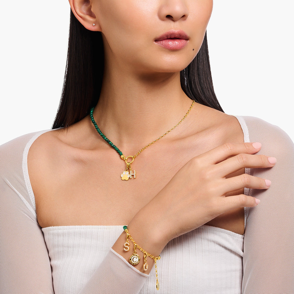 Thomas Sabo Gold Link Green Beaded Coin Necklace - MococoThomas SaboKE2190 - 140 - 6 - L45v4051245560930Necklaces
