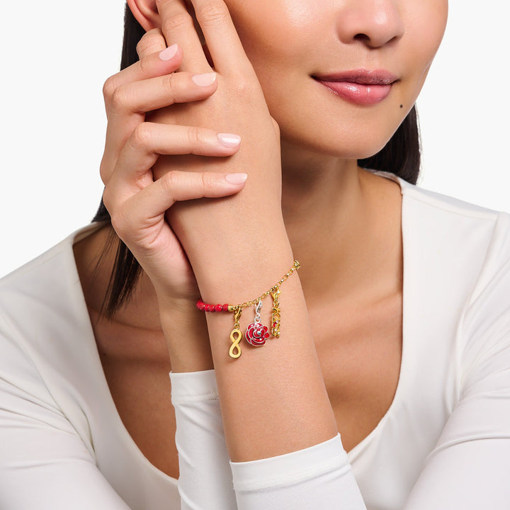 Thomas Sabo Gold Link Red Beaded Coin Bracelet - MococoThomas SaboA2130 - 427 - 10 - L19V4051245562576Bracelets