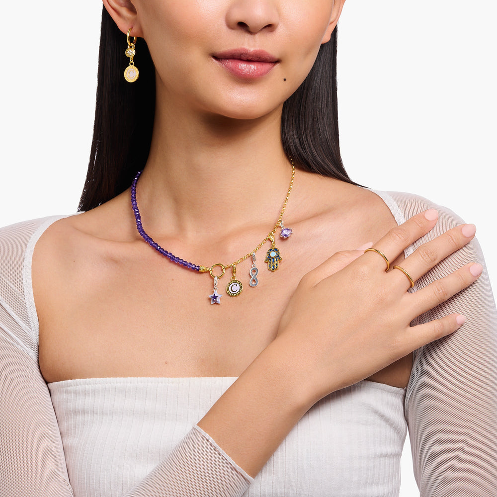 Thomas Sabo Gold Link Violet Beaded Coin Necklace - MococoThomas SaboKE2190 - 427 - 13 - L45v4051245560954Necklaces