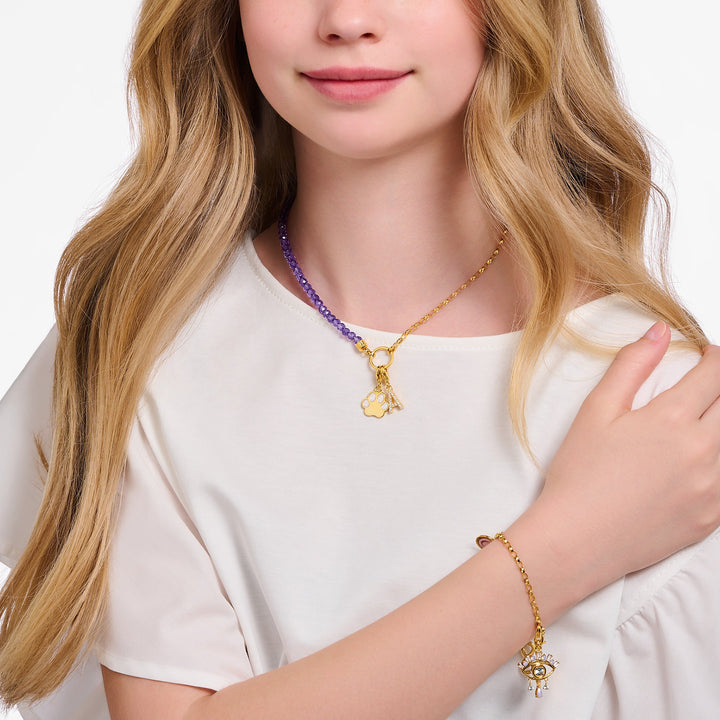 Thomas Sabo Gold Link Violet Beaded Coin Necklace - MococoThomas SaboKE2190 - 427 - 13 - L45v4051245560954Necklaces