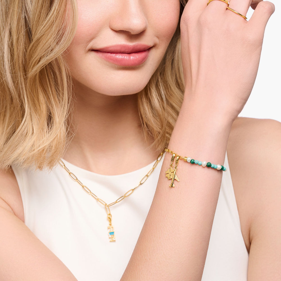 Thomas Sabo Gold Multicoloured Beaded Coin Charm Bracelet - MococoThomas SaboA2130 - 140 - 7 - L15v4051245558395Bracelets