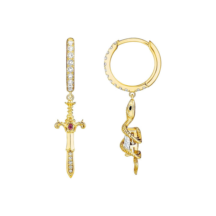 Thomas Sabo Gold Tempting Romance Snake &amp; Sword Hoop Earrings - MococoThomas SaboCR750-995-7Earrings