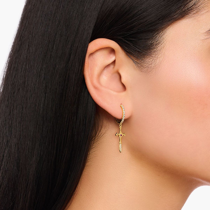 Thomas Sabo Gold Tempting Romance Snake &amp; Sword Hoop Earrings - MococoThomas SaboCR750-995-7Earrings