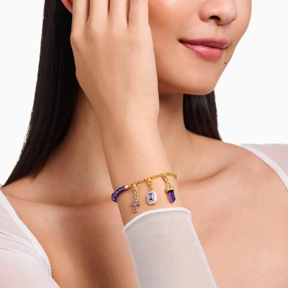 Thomas Sabo Gold Violet Enamel and CZ Octagon Charm - MococoThomas Sabo2034 - 565 - 134051245561326Charms & Pendants
