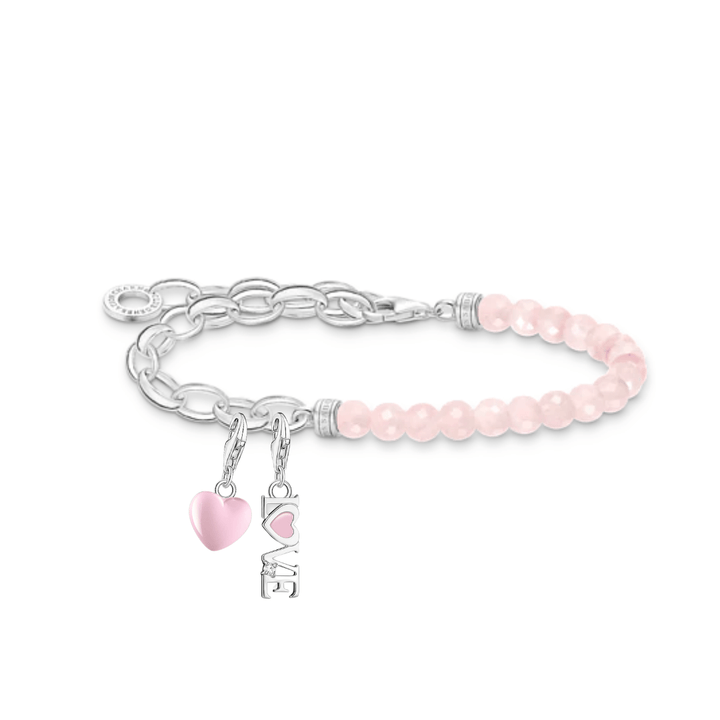 Thomas Sabo Silver and Pink Puffed Heart Love Charm Bracelet Set - MococoThomas SaboJewellery Sets