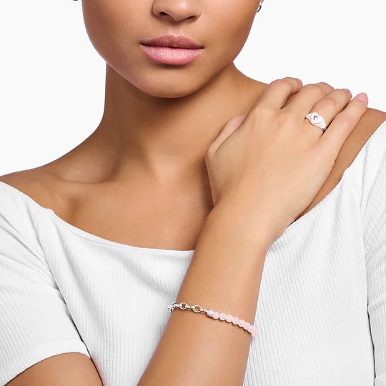 Thomas Sabo Silver and Pink Puffed Heart Love Charm Bracelet Set - MococoThomas SaboJewellery Sets
