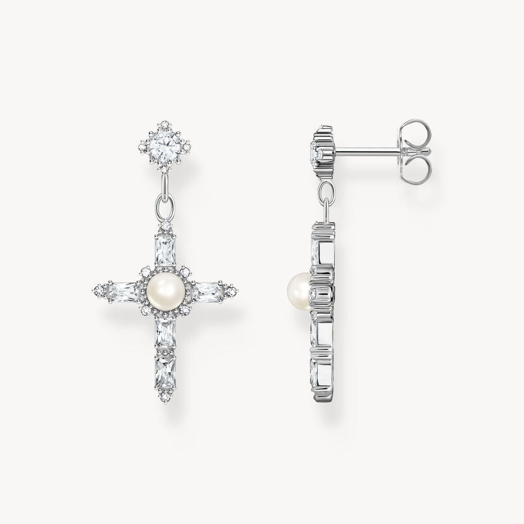 Thomas Sabo Silver Cross Romance Pearl Earrings - MococoThomas SaboH2312-167-14Earrings