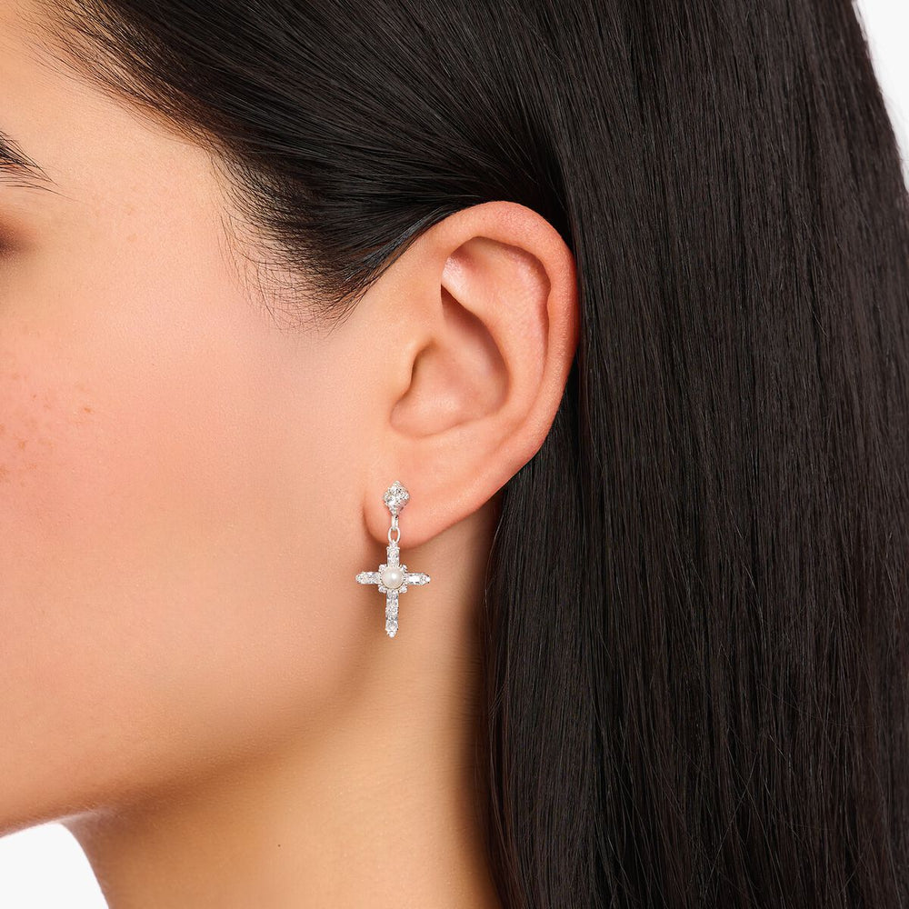 Thomas Sabo Silver Cross Romance Pearl Earrings - MococoThomas SaboH2312-167-14Earrings