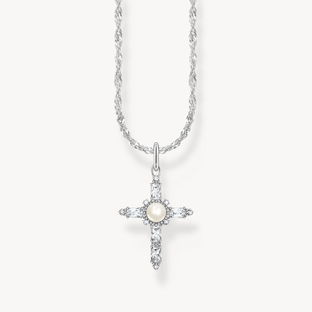 Thomas Sabo Silver Cross Romance Pearl Necklace - MococoThomas SaboKE2296-167-14-L45vNecklaces