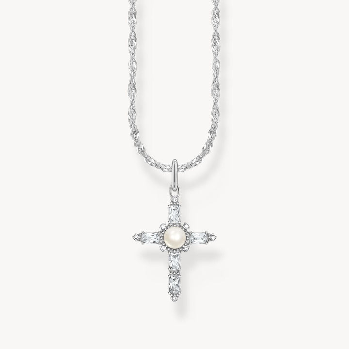 Thomas Sabo Silver Cross Romance Pearl Necklace - MococoThomas SaboKE2296-167-14-L45vNecklaces