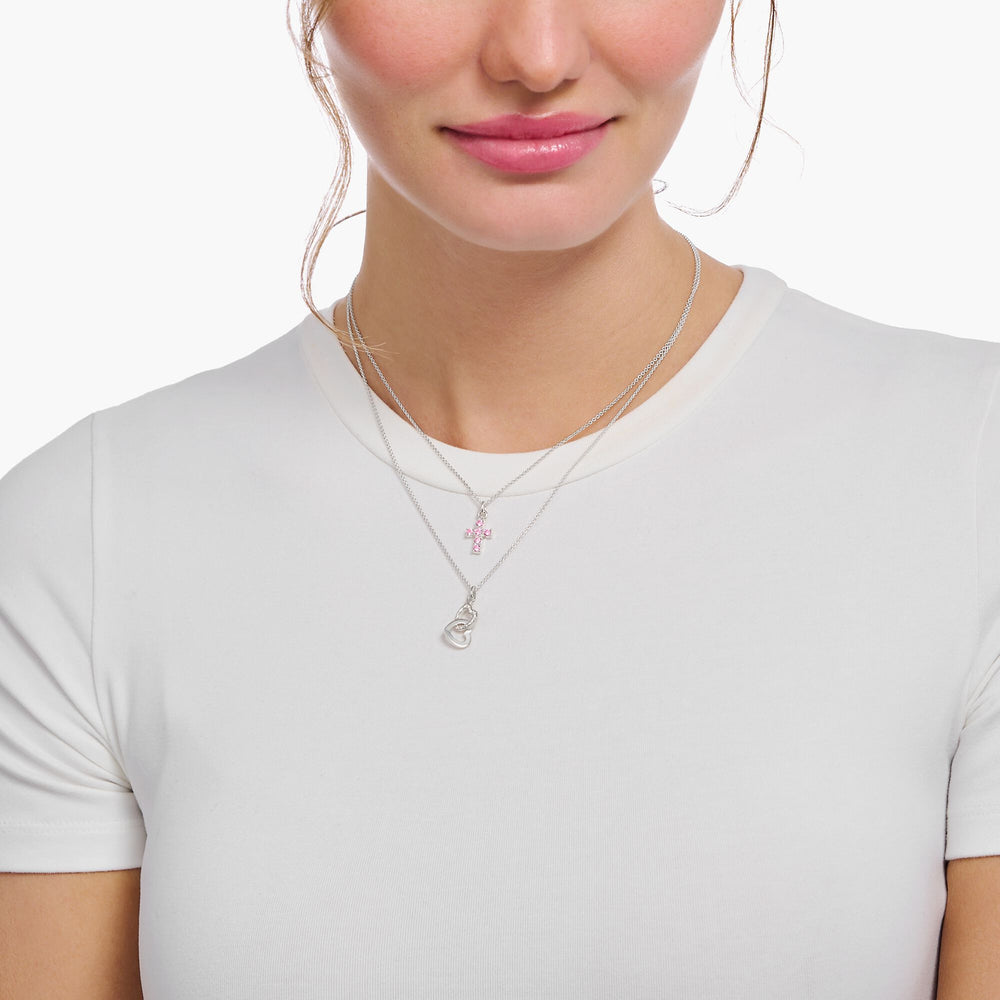 Thomas Sabo Silver Pink CZ Cross Pendant Necklace - MococoThomas SaboKE2226 - 051 - 9 - L45V10039940Necklaces