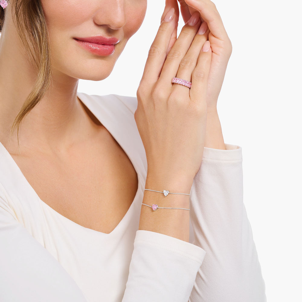 Thomas Sabo Silver Pink Heart CZ Bracelet - MococoThomas SaboA2157 - 051 - 9 - L19V4051245579789Bracelets