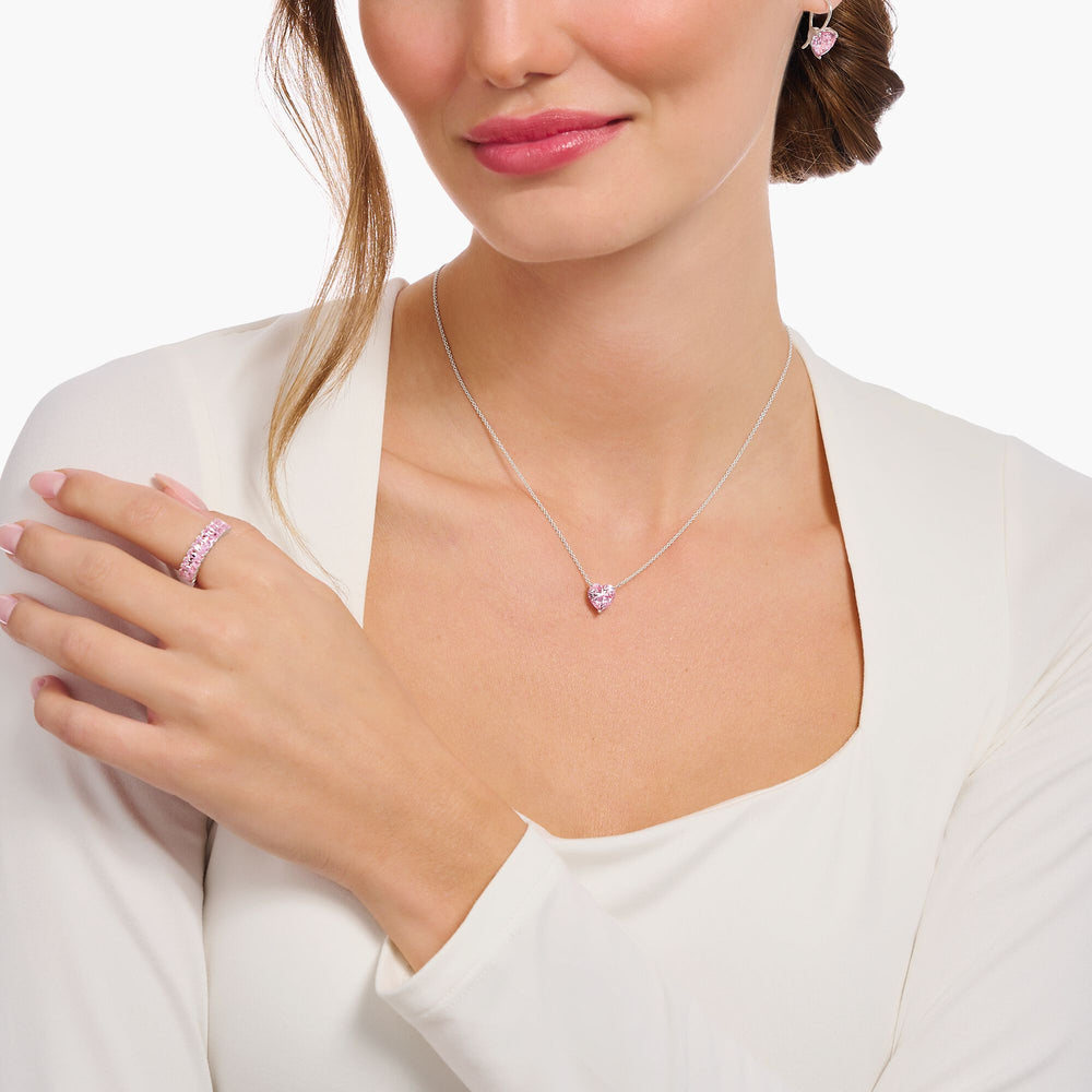Thomas Sabo Silver Pink Zirconia Heart Pendant Necklace - MococoThomas SaboKE2211 - 051 - 9 - L45V4051245579765Necklaces