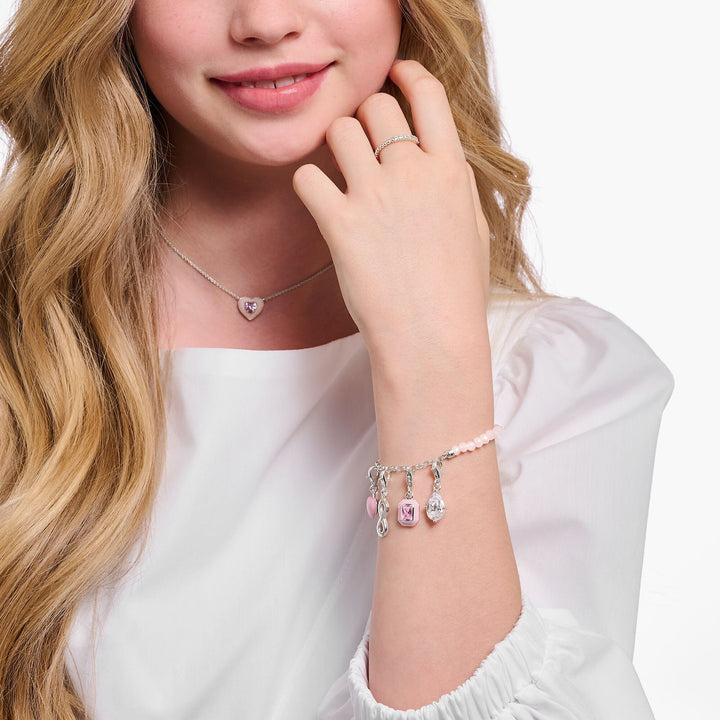 Thomas Sabo Silver Rose Quartz Beaded Coin Charm Bracelet - MococoThomas SaboA2130 - 067 - 9 - L13v4051245558326Bracelets