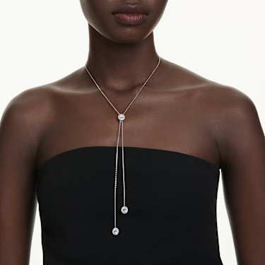 Swarovski Una Angelic Y-Pendant: Dazzling Round-Cut White Rhodium Plated Necklace