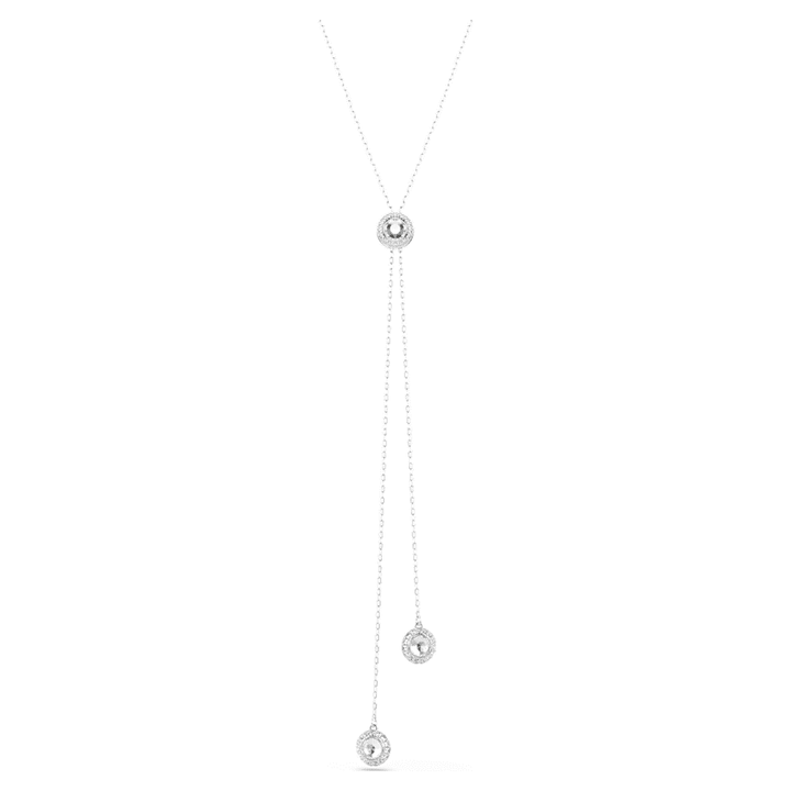 Swarovski Una Angelic Y-Pendant: Dazzling Round-Cut White Rhodium Plated Necklace