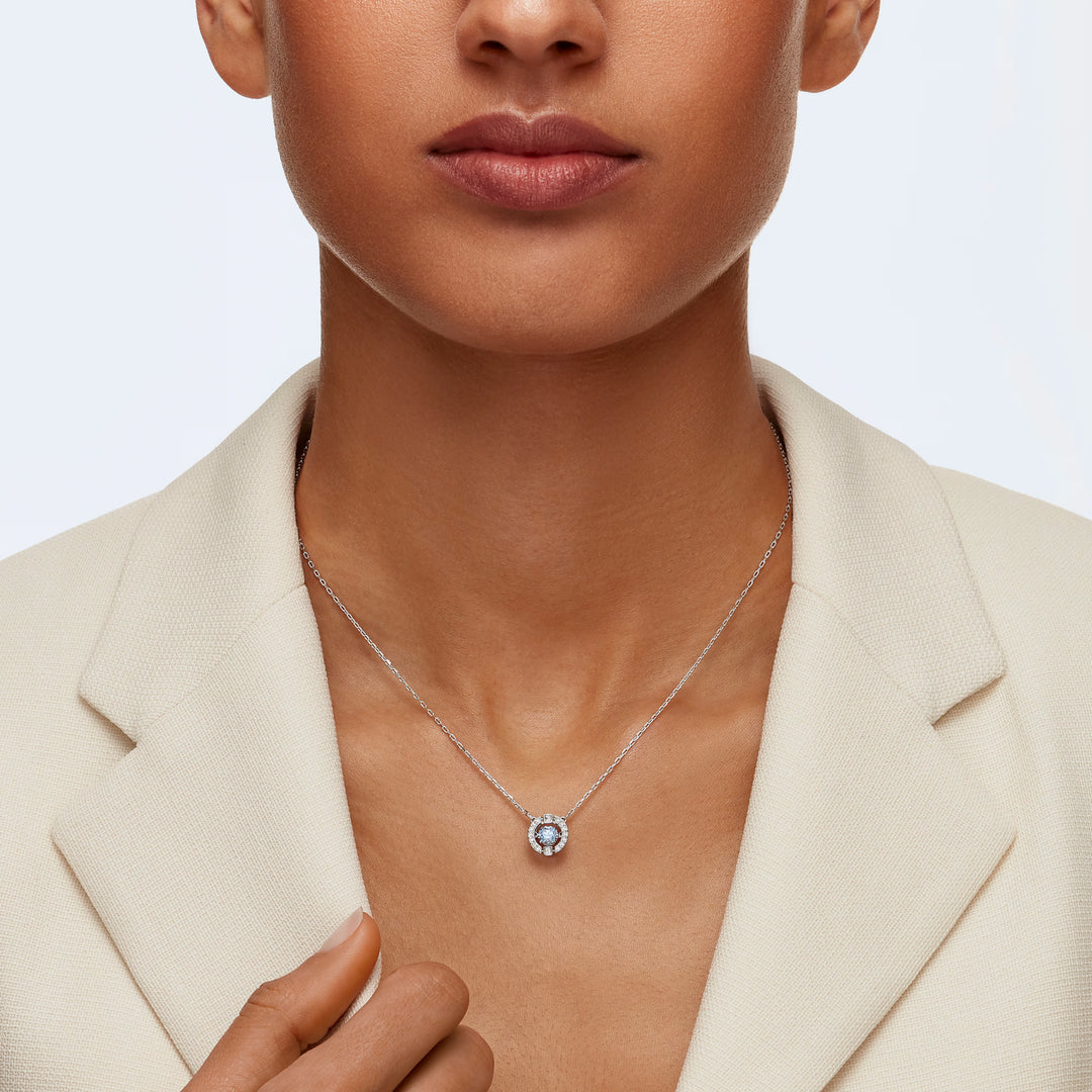 Swarovski Silver Una Round Cut Pendant Necklace