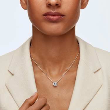 Swarovski Una Round Cut Pendant Necklace Rhodium-Plated