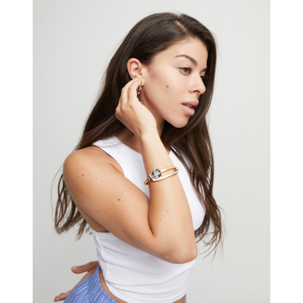 Unode50 18K Gold Plated a Black Crystal Bangle Bracelet - MococoUNOde50PUL2512-M-18KBracelet