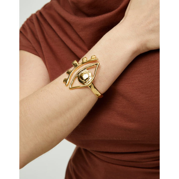 Unode50 18K Gold Plated a Striking Central Eye Bangle Bracelet - MococoUNOde50PUL2598-M-18KBracelet