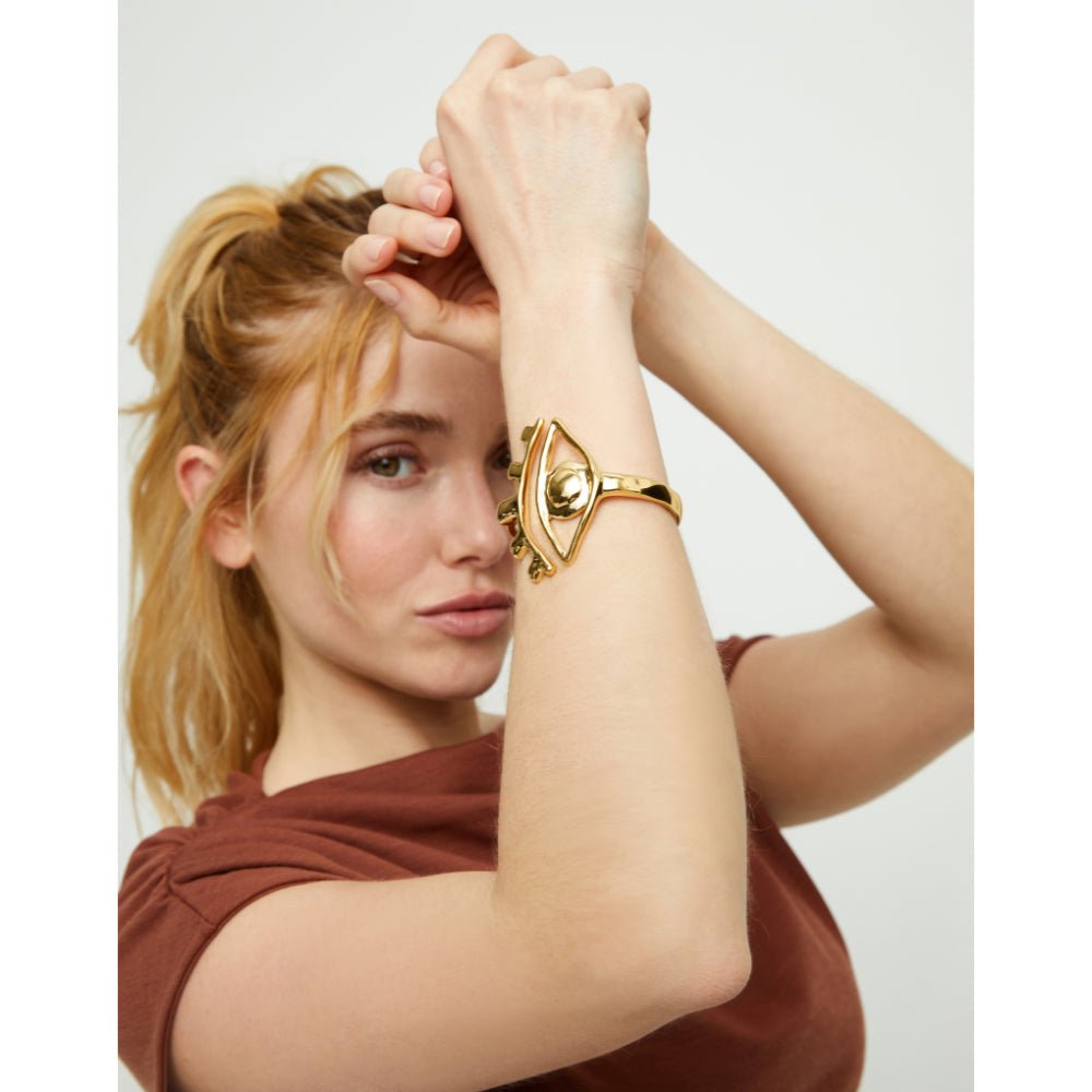 Unode50 18K Gold Plated a Striking Central Eye Bangle Bracelet - MococoUNOde50PUL2598-M-18KBracelet