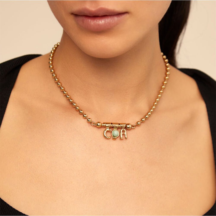 UNOde50 18K Gold - Plated Agate Stone Charm - MococoUNOde50CHA0136ROJORO0UCharms