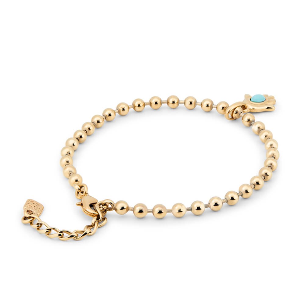 UNOde50 18K Gold - Plated Beaded Elastic Metal Alloy Anklet - MococoUNOde50TOB0030ORO0000UType_Anklets