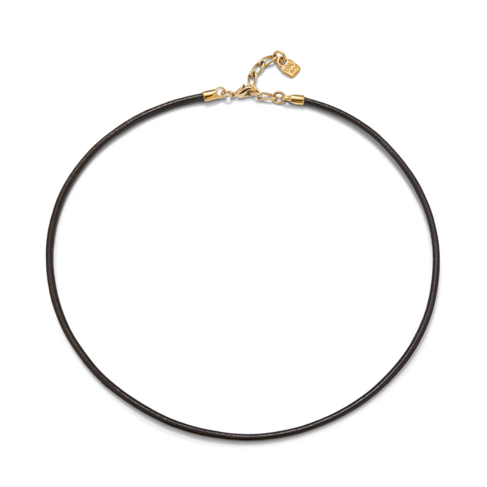 UNOde50 18K Gold - Plated Black Clasp Leather Necklace - MococoUNOde50COL1975ORO0000UNecklaces