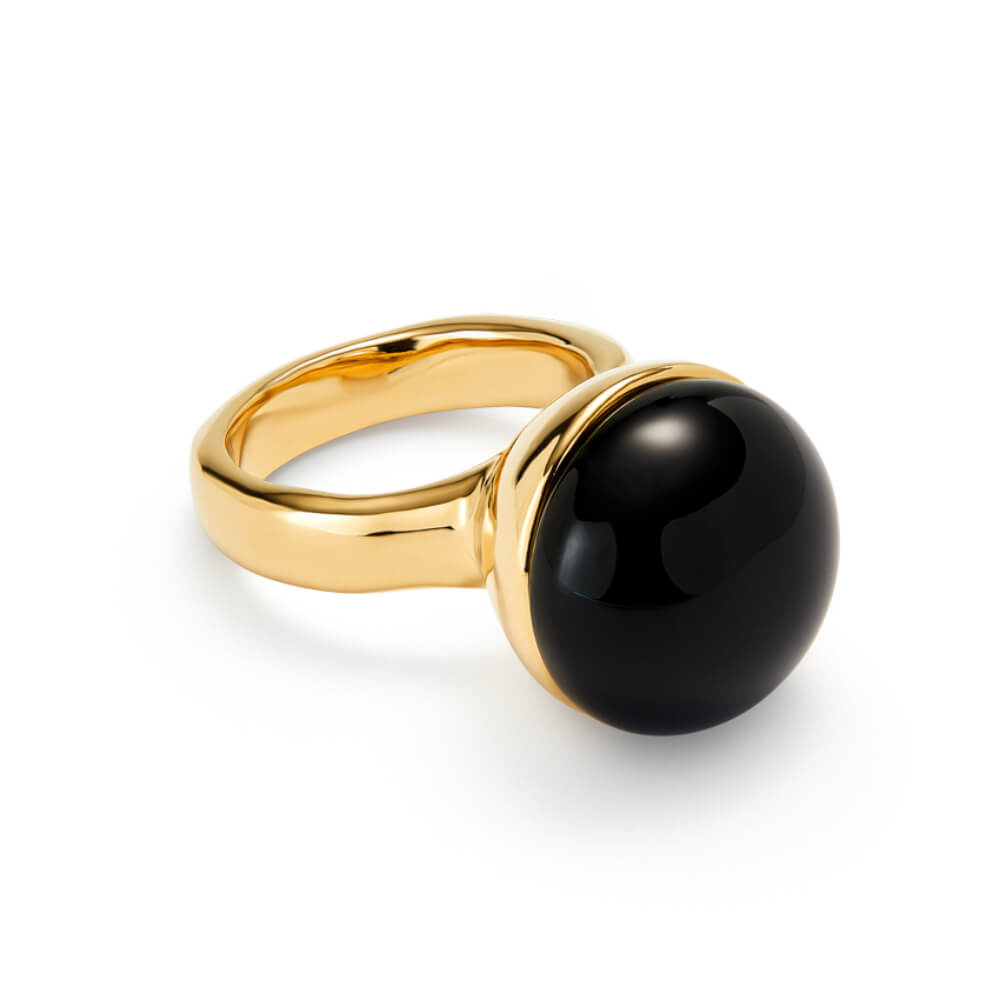 UNOde50 18K Gold - Plated Black Murano Glass Ring - MococoUNOde50ANI0845NGRORO12Rings