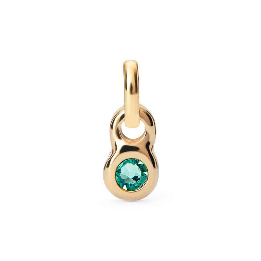UNOde50 18K Gold - Plated Blue Crystal Round Shaped Charm - MococoUNOde50CHA0180VRDORO0UCharms