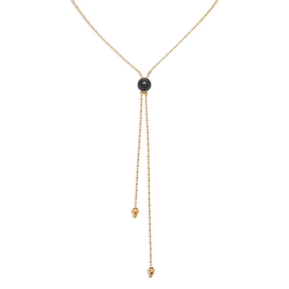 UNOde50 18K Gold - Plated Central Black Murano Glass Long Pendant - MococoUNOde50COL2004NGRORO0UNecklaces