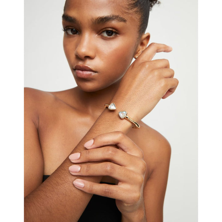 Unode50 18K Gold Plated Cuff Two Multicolored Crystals Bracelet - MococoUNOde50PUL2510-M-18KBracelet
