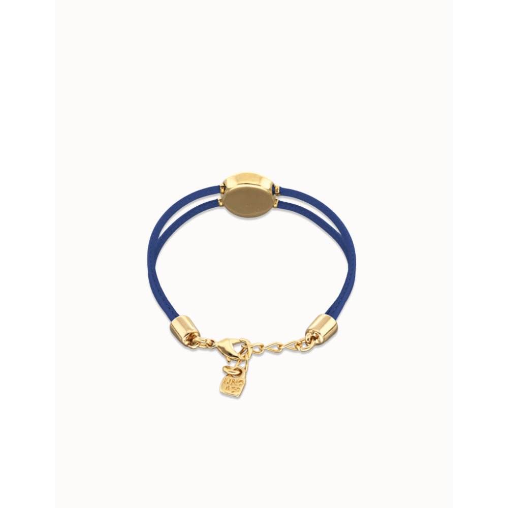 Unode50 18K Gold Plated Double Blue Leather Birthstone Eye Bracelet - PUL2601 - MococoUNOde50PUL2601-18K-BLBracelet